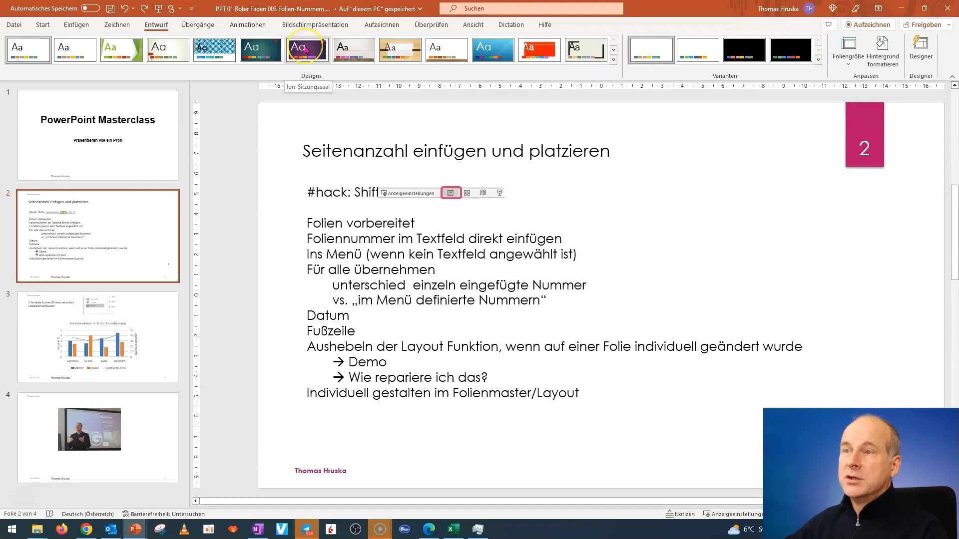 Così si personalizzano i numeri di pagina nel design di PowerPoint