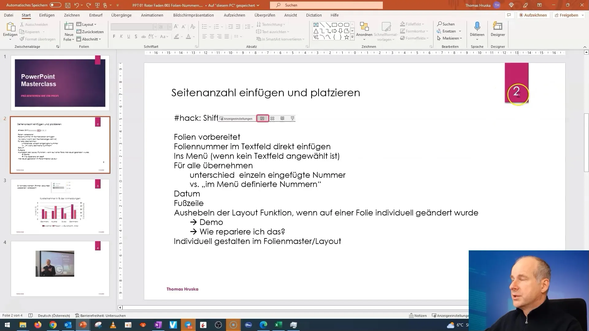 Come modificare i numeri di pagina nel design di PowerPoint