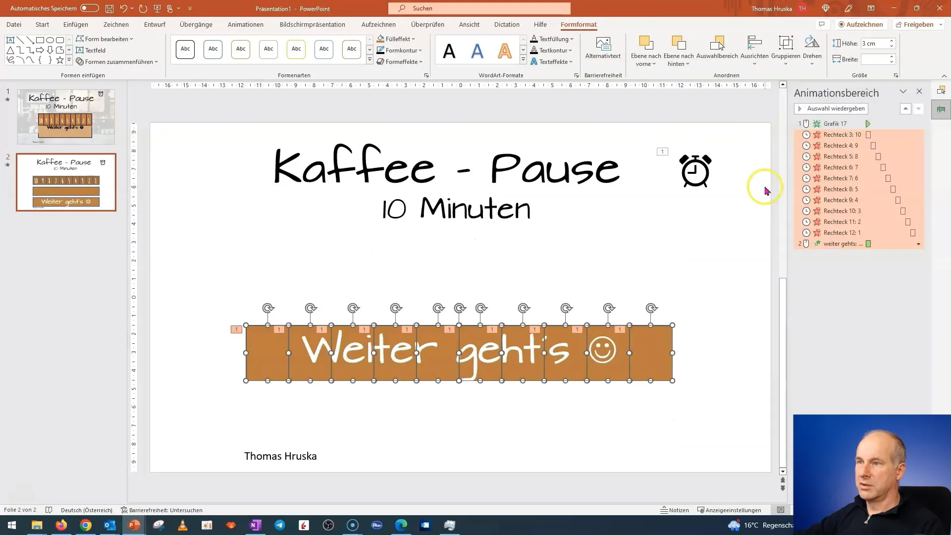 Corso PowerPoint: 12.10 | Esercitazione Animazioni - "Pausa Caffè" (Parte 2)