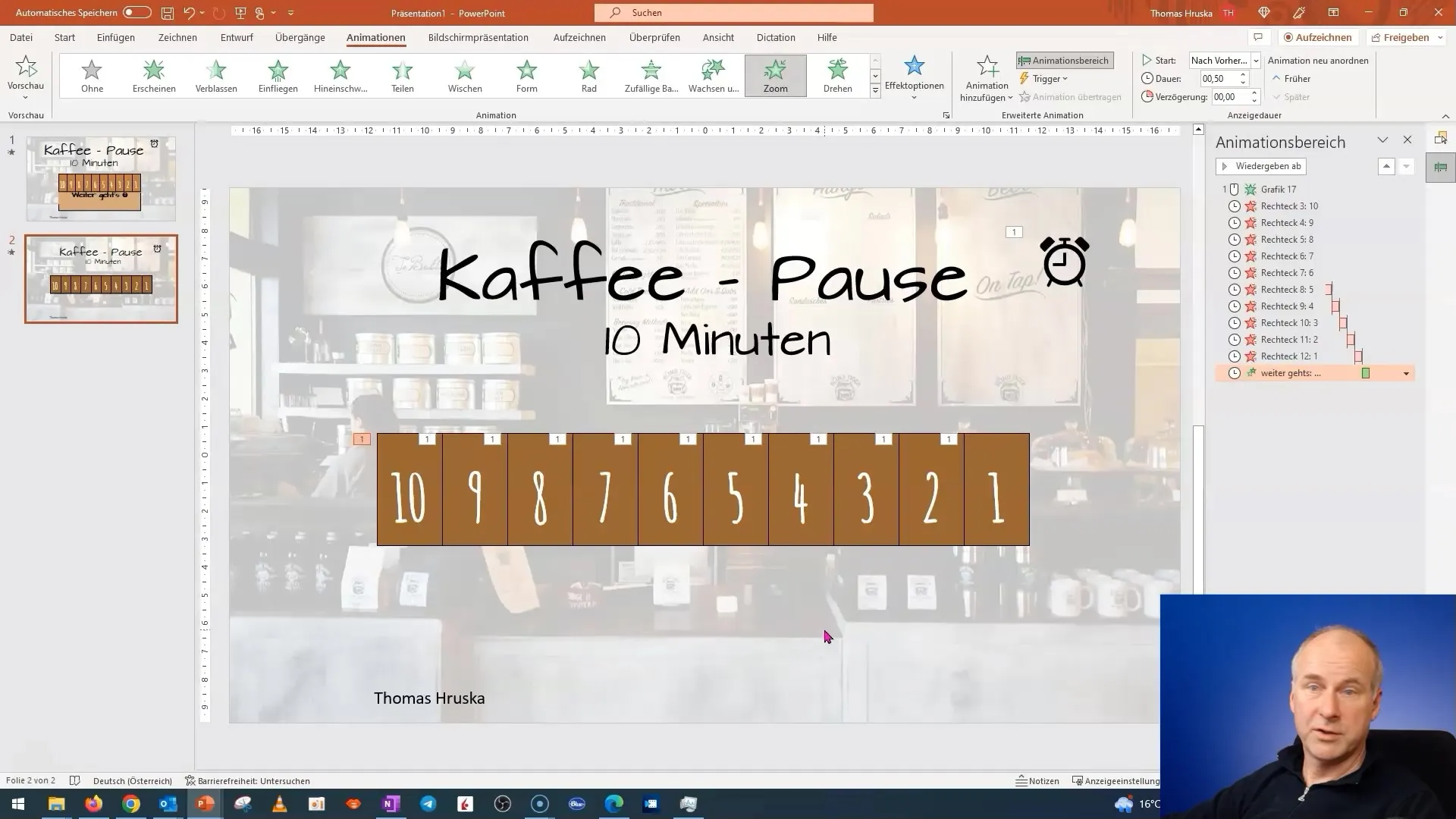 Corso di PowerPoint: 12.10 | Esercitazione sugli effetti di animazione – "Pausa caffè" (Parte 2)