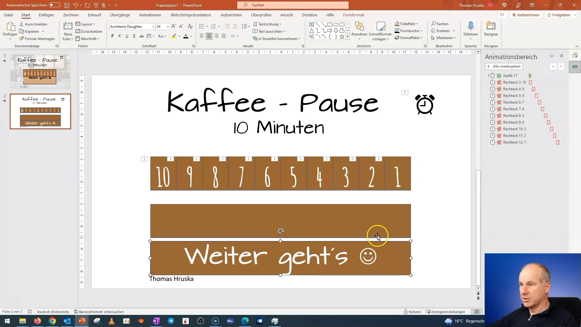 Corso PowerPoint: 12.10 | Esercitazione Animazioni - "Pausa caffè" (Parte 2)