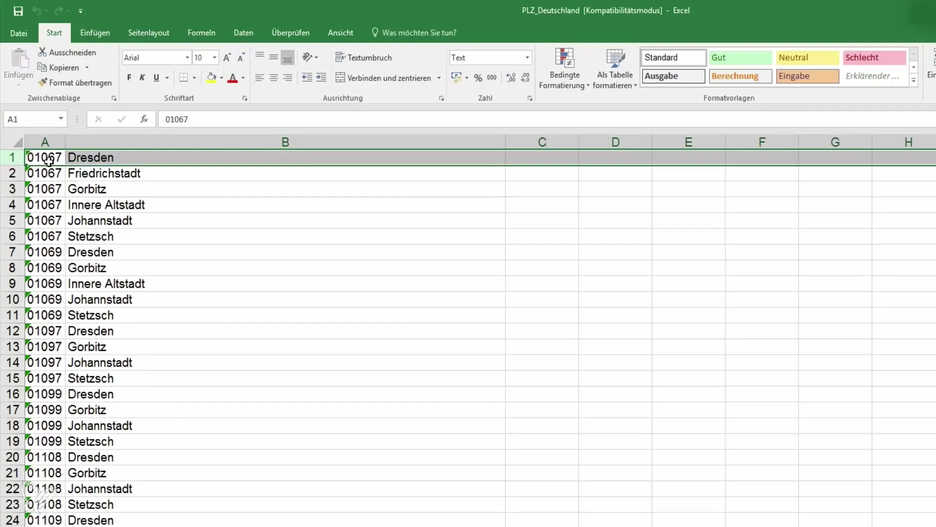 Importando códigos postais do Excel para o Access