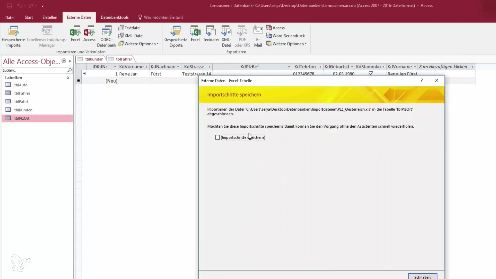 Importar códigos postais do Excel para o Access