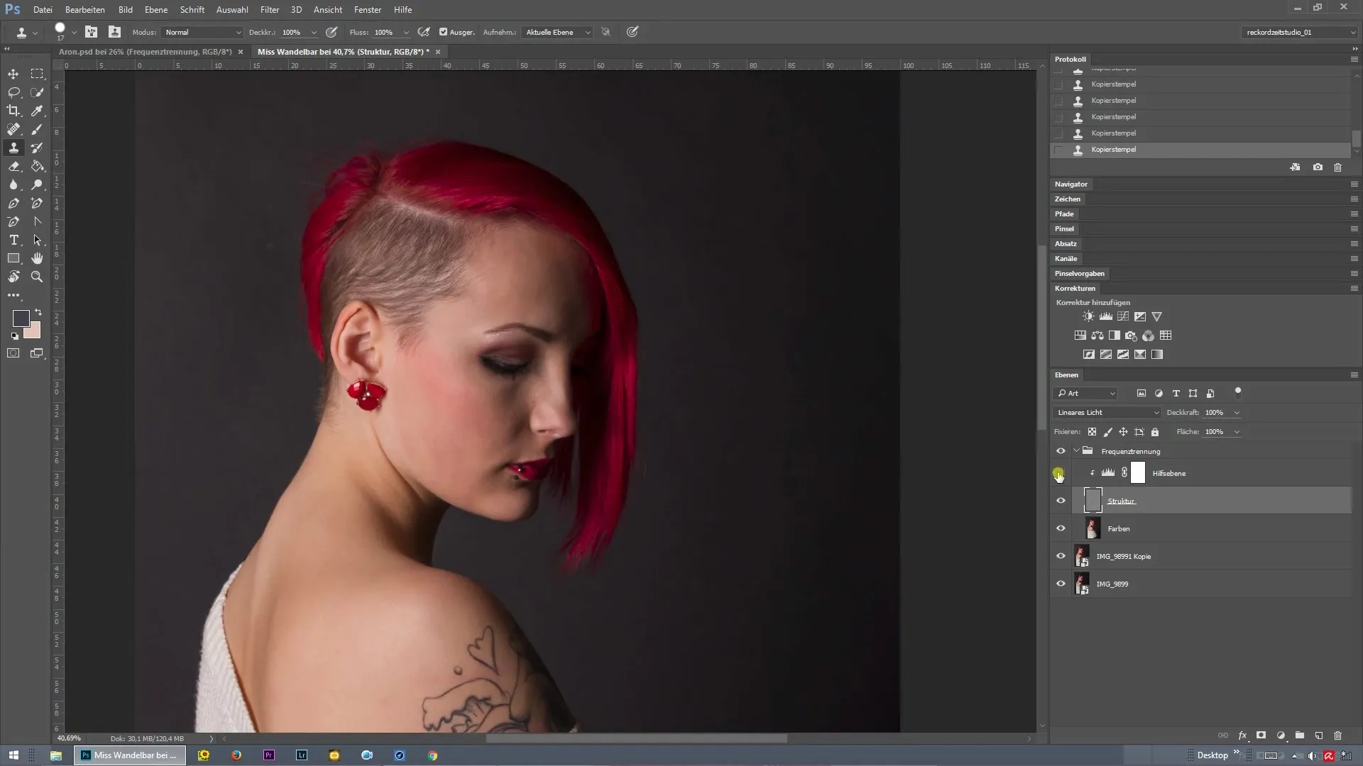 Retusz tła i włosów z użyciem separacji częstotliwości w Photoshopie Retusz tła i włosów z wykorzystaniem separacji częstotliwości w Photoshopie