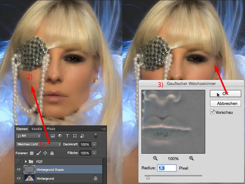 Vaata välja ja stiilid Photoshopiga - naha pilt ja retušš