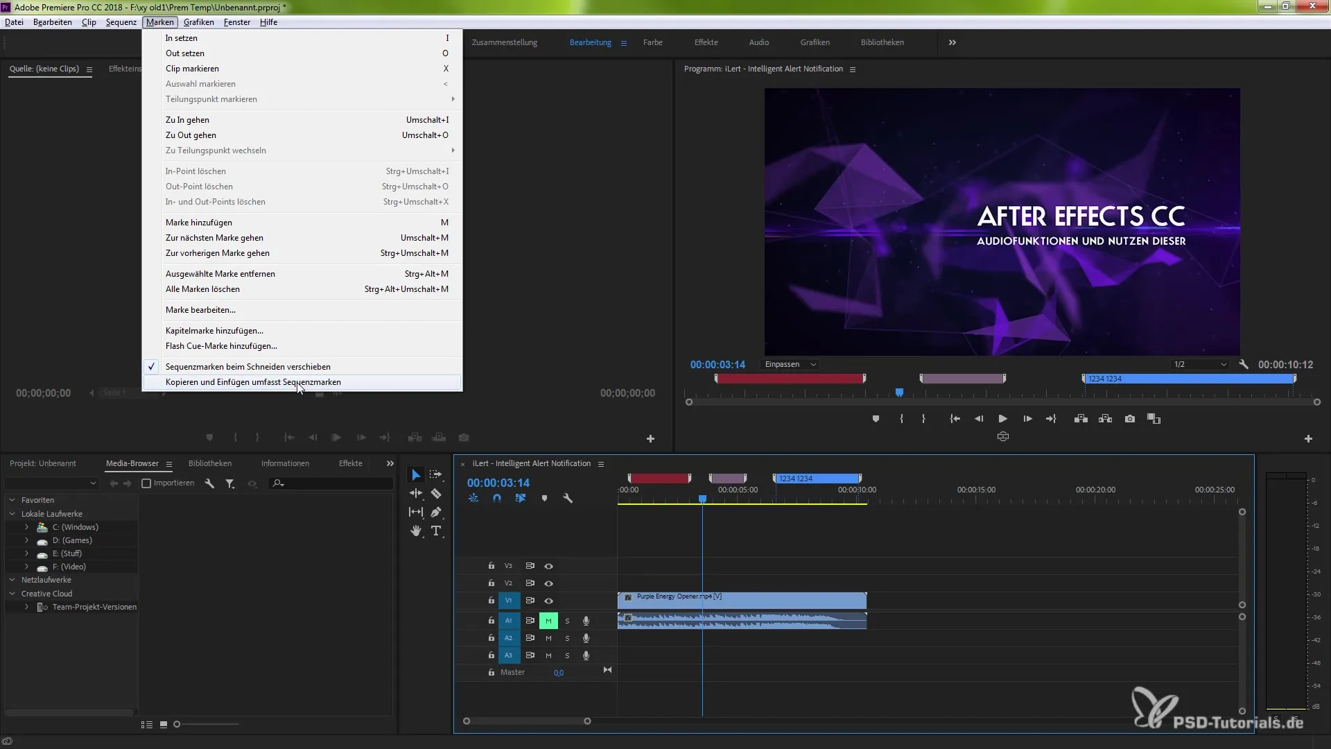 Premiere Pro CC 2018でのシーケンスマーカーのコピー Premiere Pro CC 2018でのシーケンスマーカーのコピー