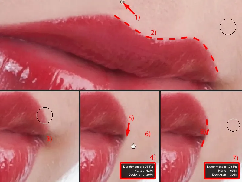 Väljanägemise loomine ja stiilid Photoshopis - huulte retušš