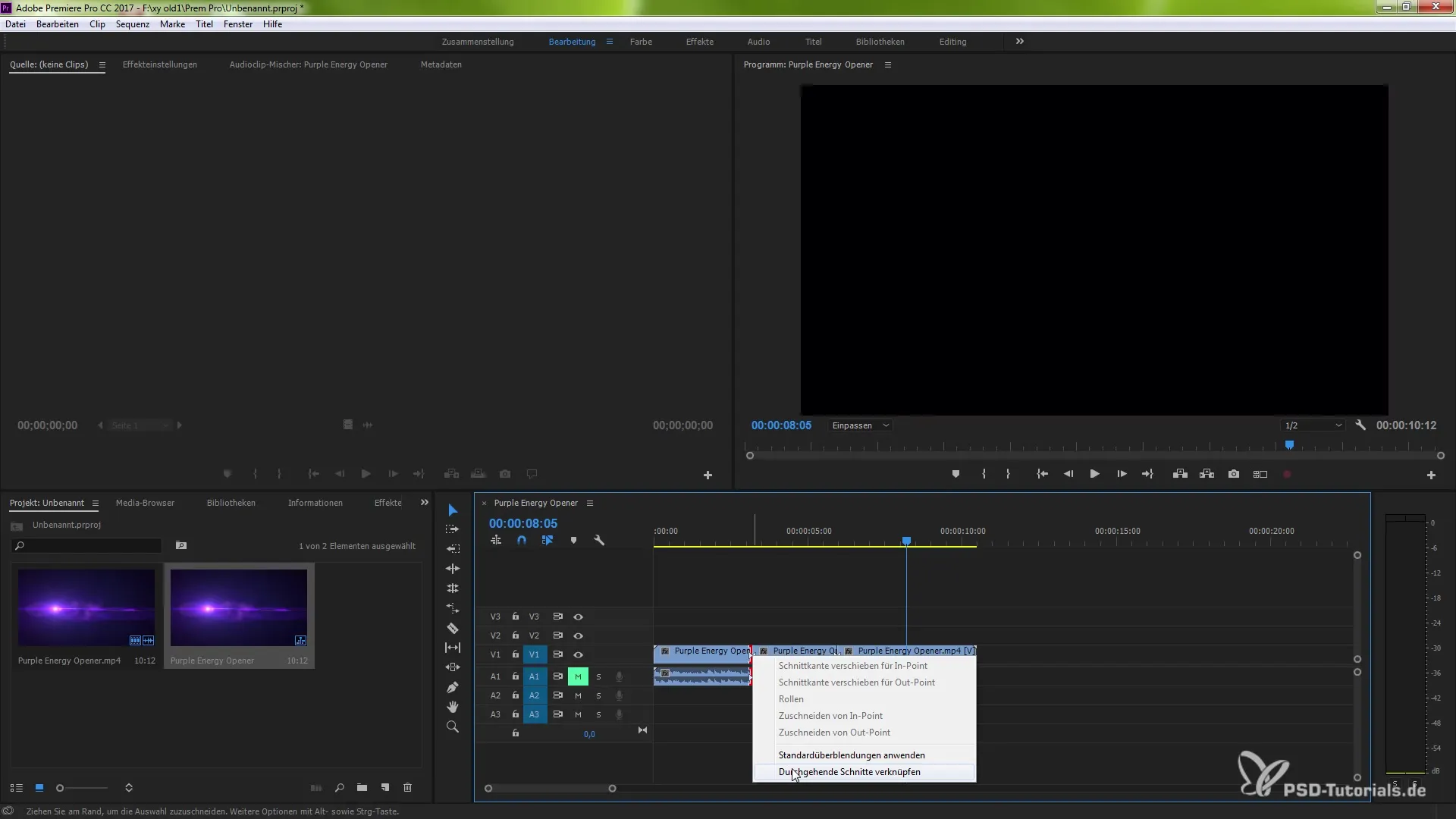 Effectively edit cut edges in Premiere Pro CC 7.0