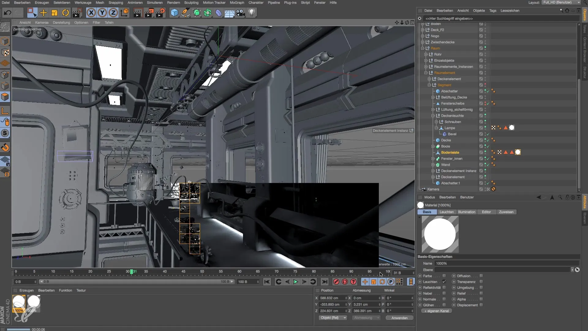 Realistische Raumstation in Cinema 4D Beleuchtung in 16 Schritte