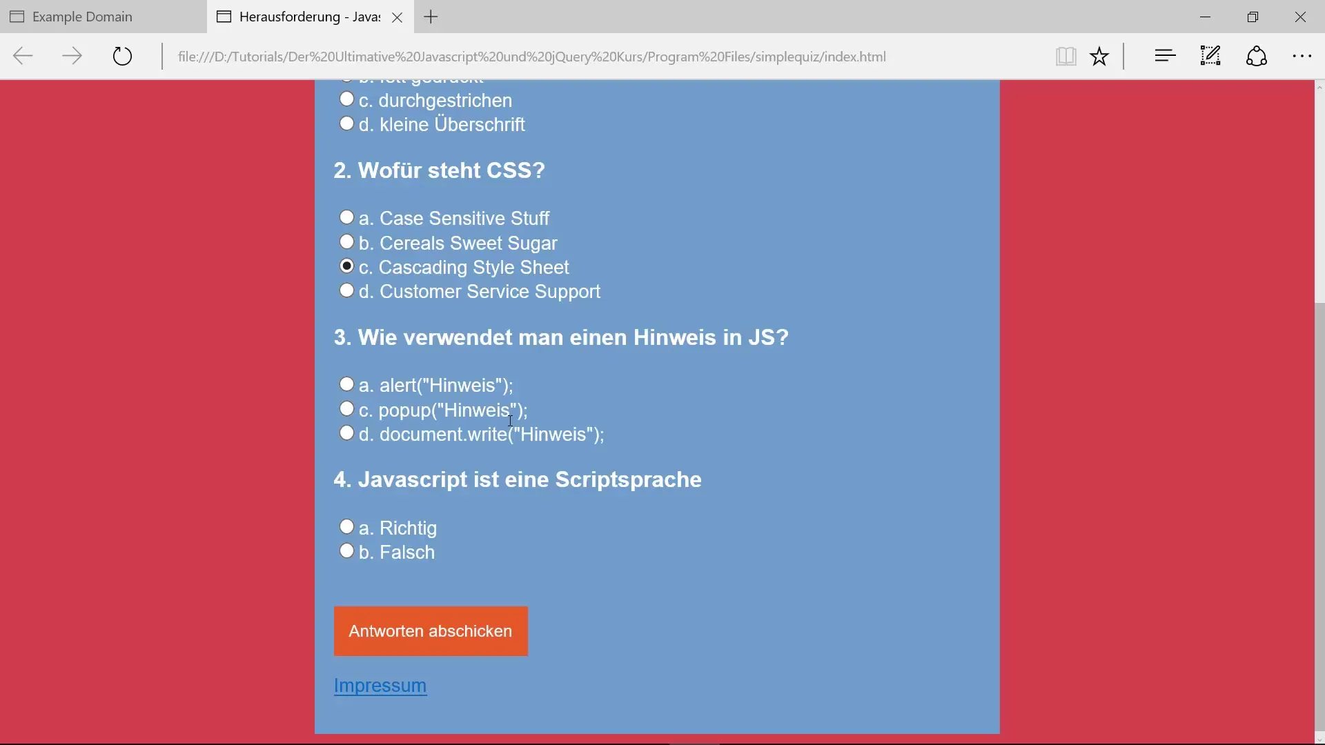 Erstelle dein eigenes interaktives JavaScript Quiz Erstelle dein eigenes interaktives JavaScript Quiz