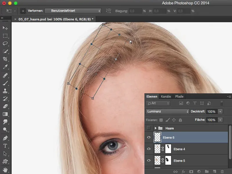 Vaadete ja stiilide loomine Photoshopiga - juuste täiustamine