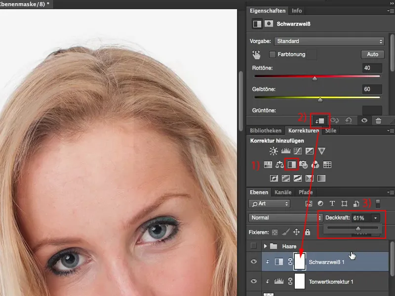Vaadet ja stiile Photoshopiga - juuste täiustamine