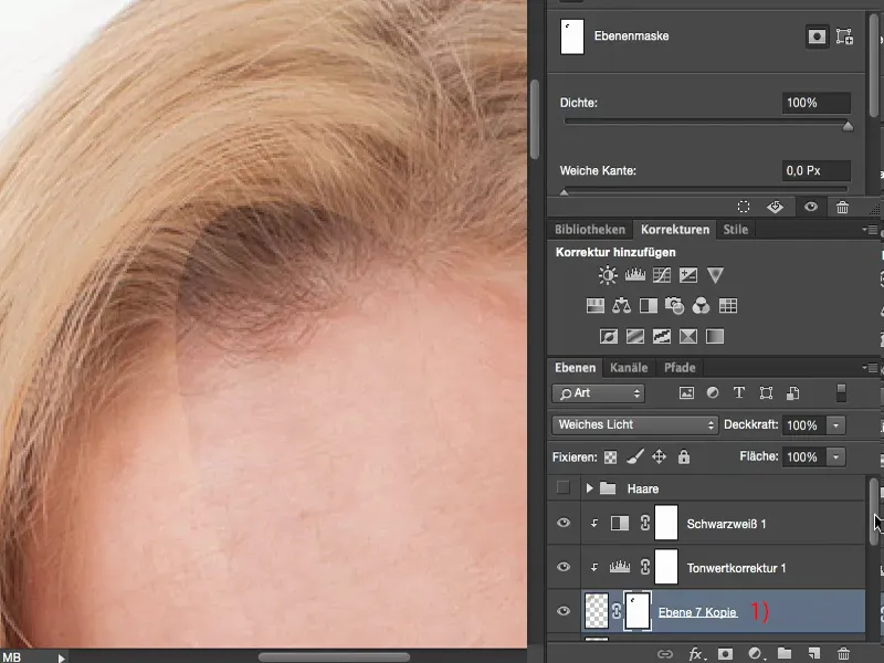 Vaadete ja stiilide kujundamine Photoshopiga - juuste täiustamine