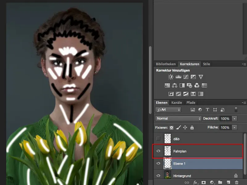 Pažiūros ir stiliai su „Photoshop“ - šviesa pabrėžia figūrą.