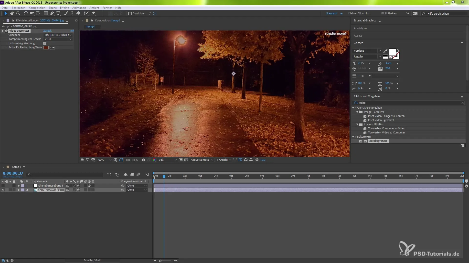 Menggunakan Video Limiter dengan sukses di After Effects CC 2018 Menggunakan pembatas video dengan sukses di After Effects CC 2018
