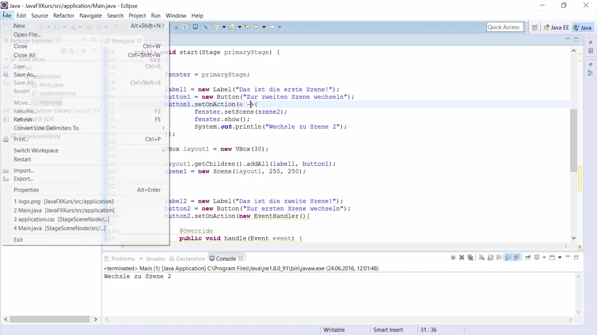 JavaFX에서 간단한 버튼 클릭을 위한 람다 표현식 자바FX에서 간단한 버튼 클릭을 위한 lambda 표현식