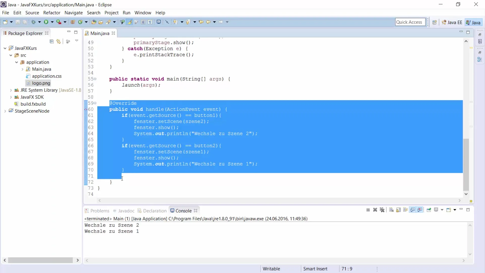 JavaFX에서 간단한 버튼 클릭을 위한 람다 표현식 자바FX에서 간단한 버튼 클릭을 위한 람다 표현식