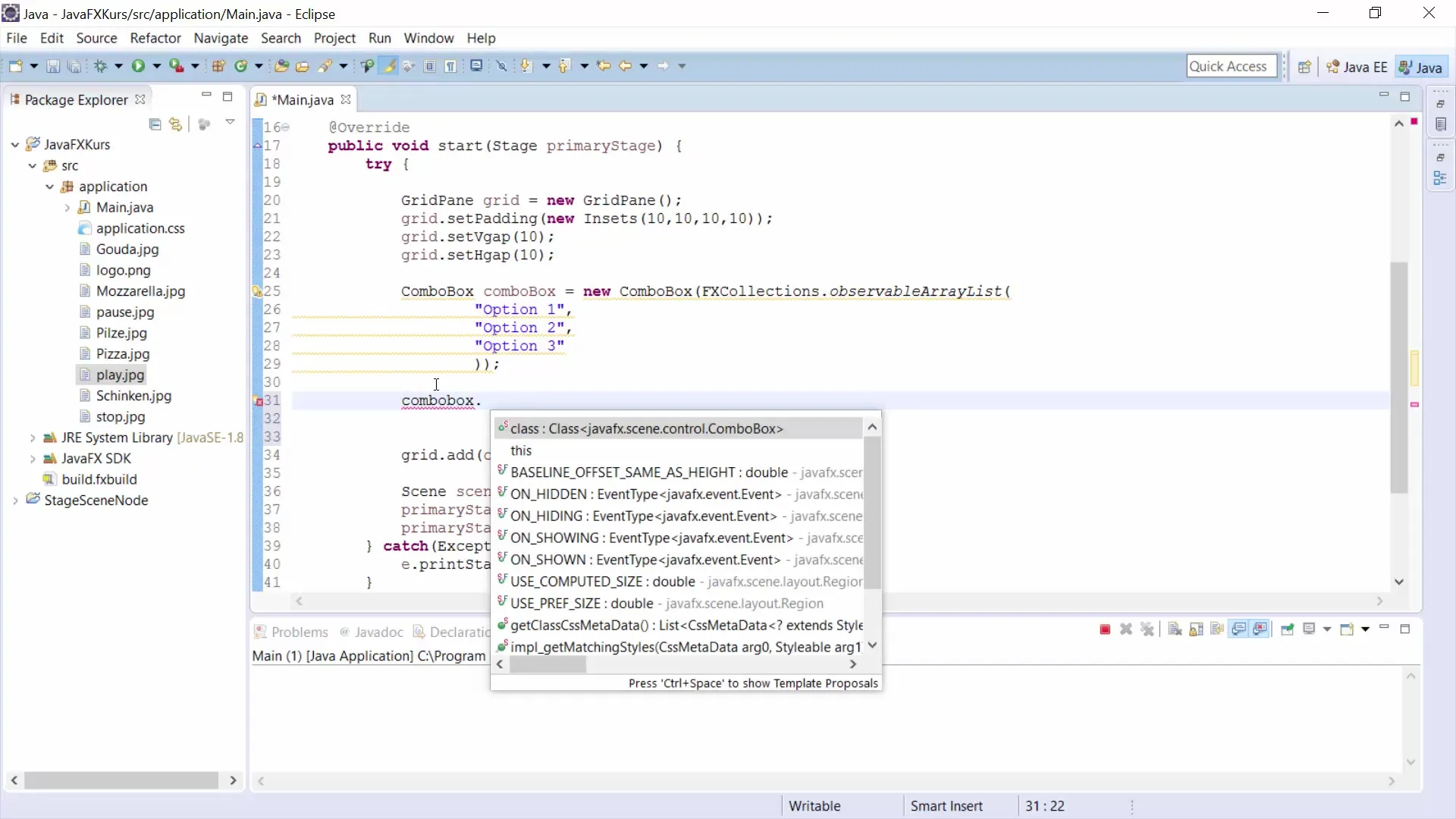 JavaFX 콤보 박스 생성 및 사용 JavaFX 콤보박스 생성 및 사용하기