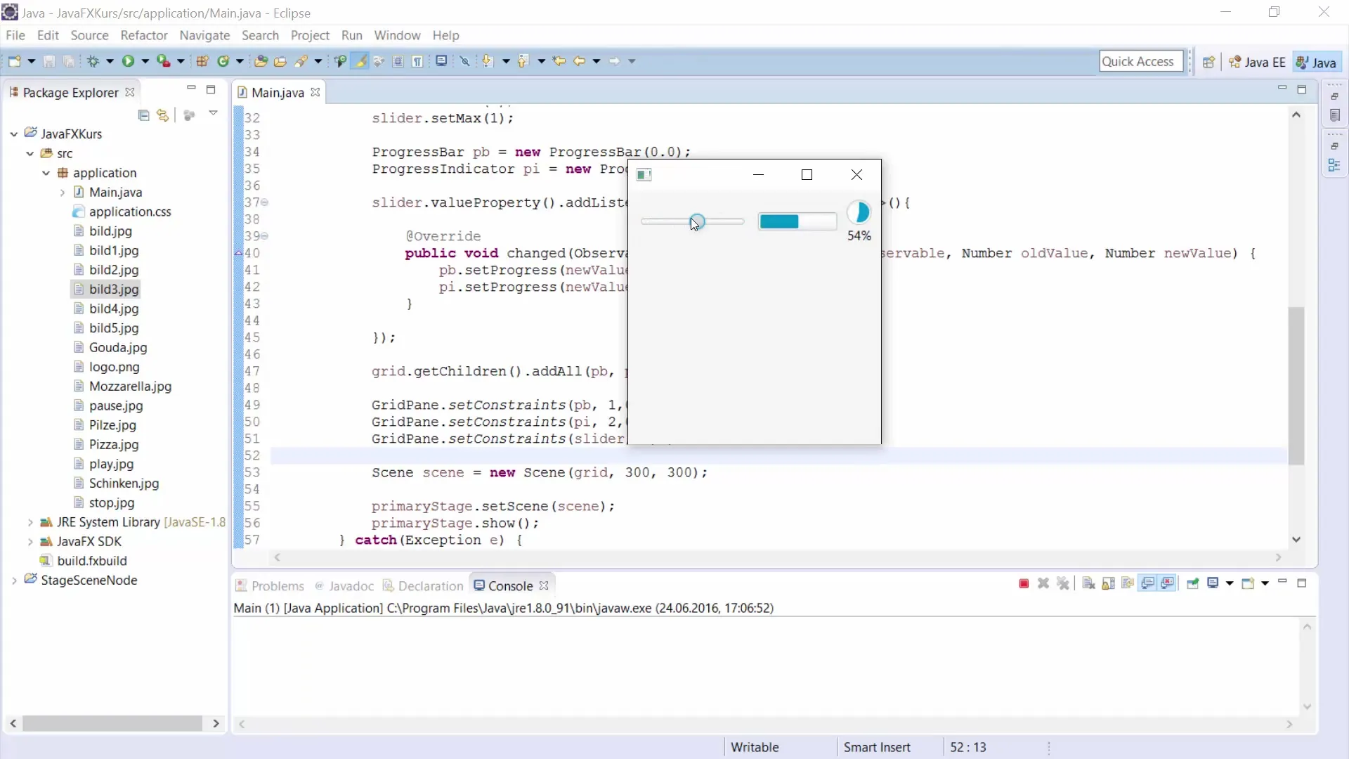 Implementation of ProgressBar and ProgressIndicator in JavaFX Implementation of ProgressBar and ProgressIndicator in JavaFX