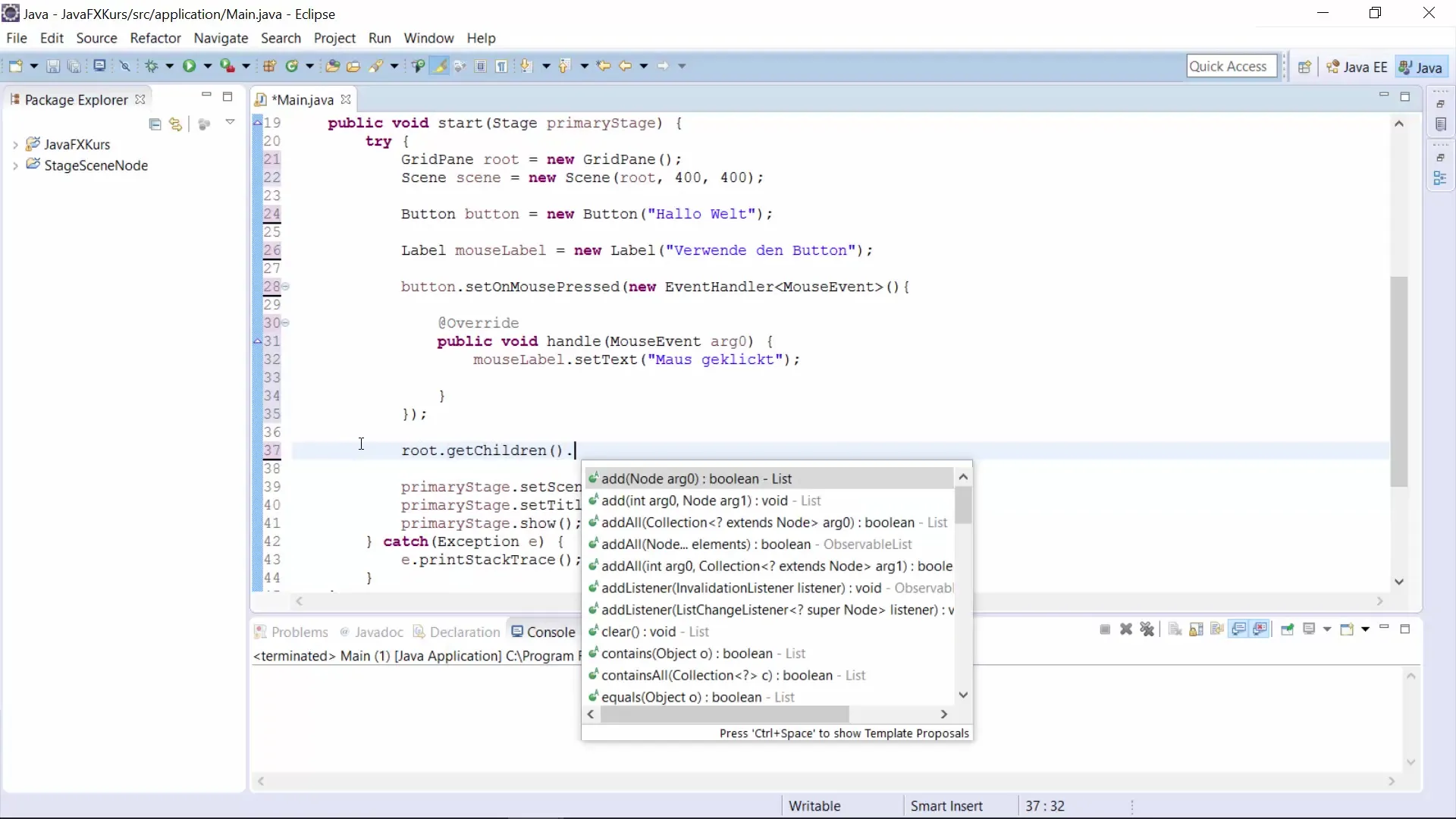 JavaFX 마우스 및 키보드 이벤트를 위한 인터랙티브 GUI JavaFX 마우스 및 키보드 이벤트를 위한 인터랙티브 GUI