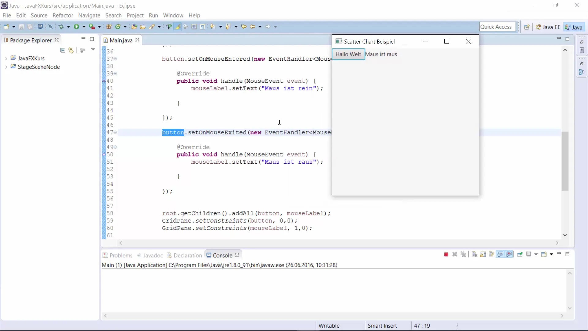 JavaFX 마우스 및 키보드 이벤트를 위한 인터랙티브 GUI JavaFX 마우스 및 키보드 이벤트를 통한 인터랙티브 GUI