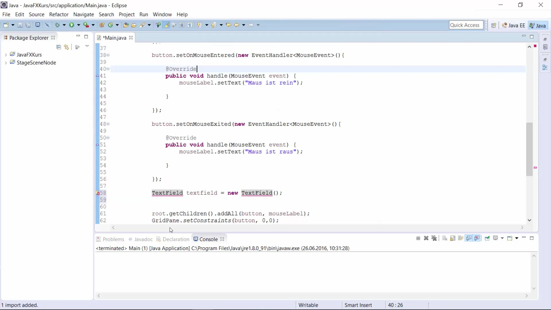 JavaFX 마우스 및 키보드 이벤트를 위한 인터랙티브 GUI JavaFX 마우스 및 키보드 이벤트를 위한 인터랙티브 GUI