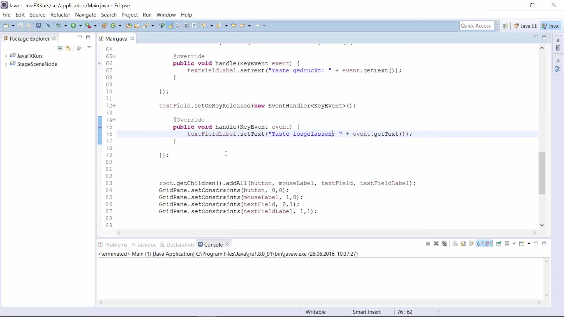 JavaFX 마우스 및 키보드 이벤트를 위한 인터랙티브 GUI JavaFX 마우스 및 키보드 이벤트를 위한 인터랙티브 GUI