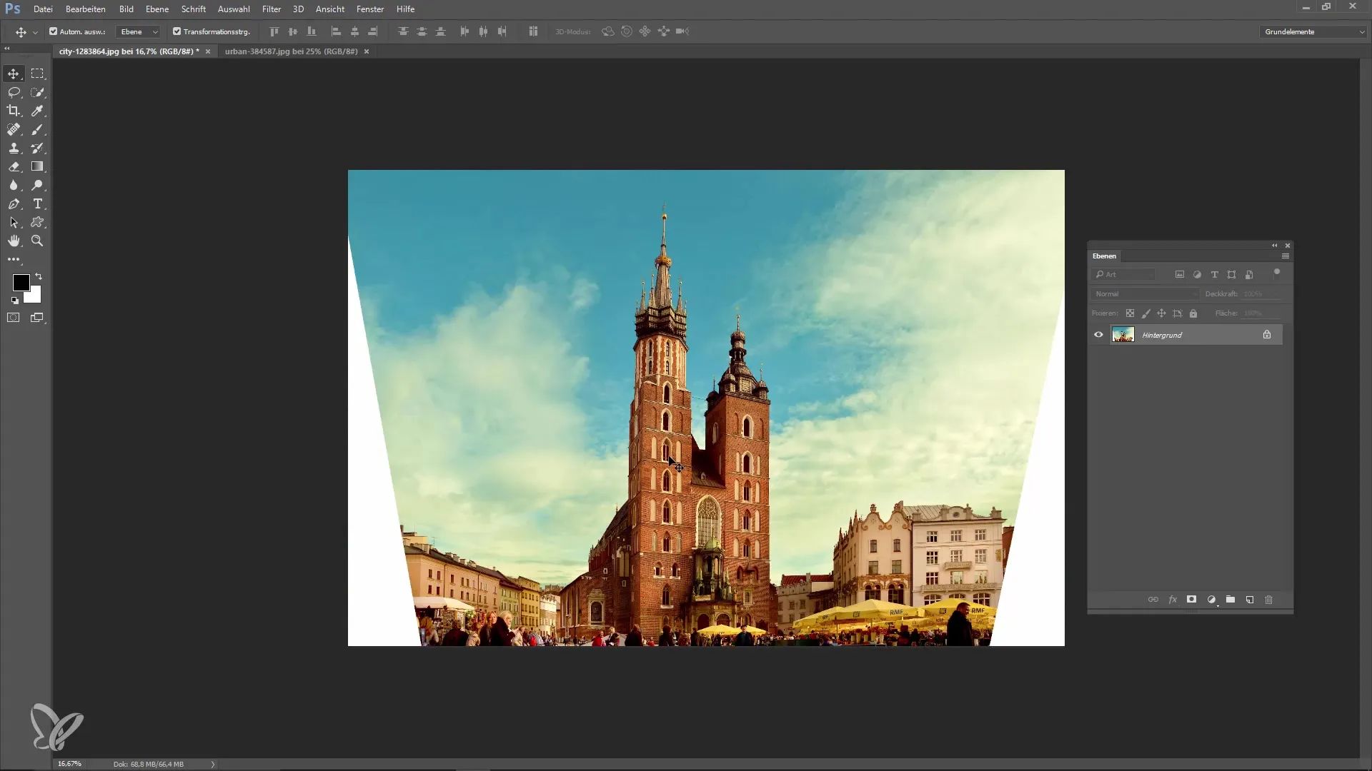 Correcting converging lines in Photoshop and using the cropping tool Correcting converging lines in Photoshop and using the crop tool