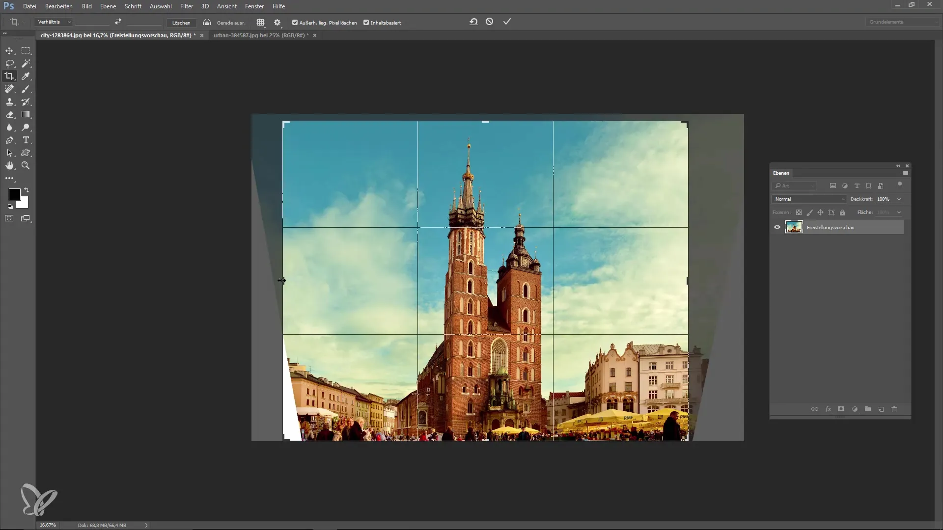 Correcting lens distortion in Photoshop and using the crop tool Correcting converging lines in Photoshop and using the cropping tool