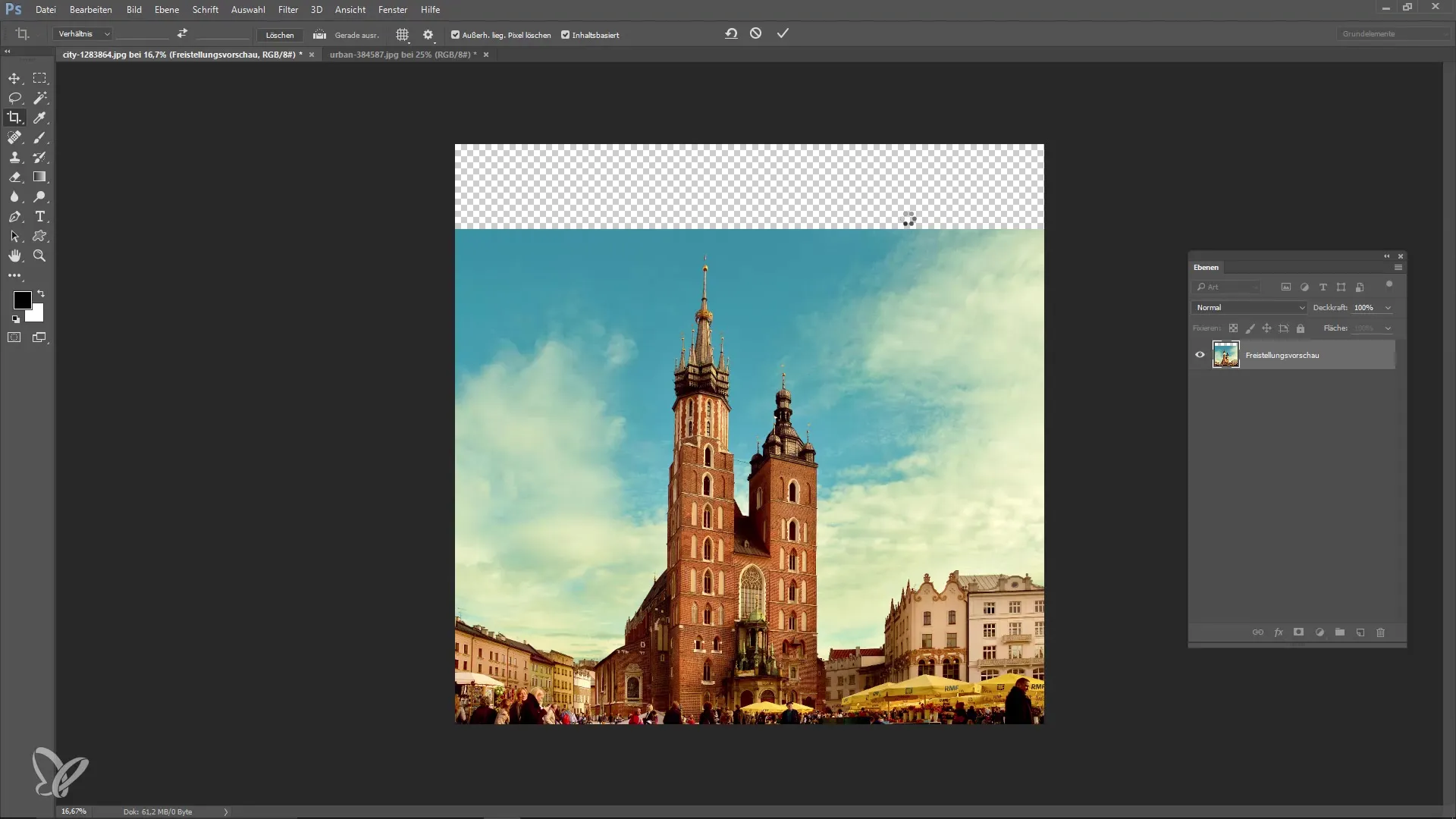 Correcting distortions in Photoshop and using the cropping tool Correcting converging lines in Photoshop and using the crop tool