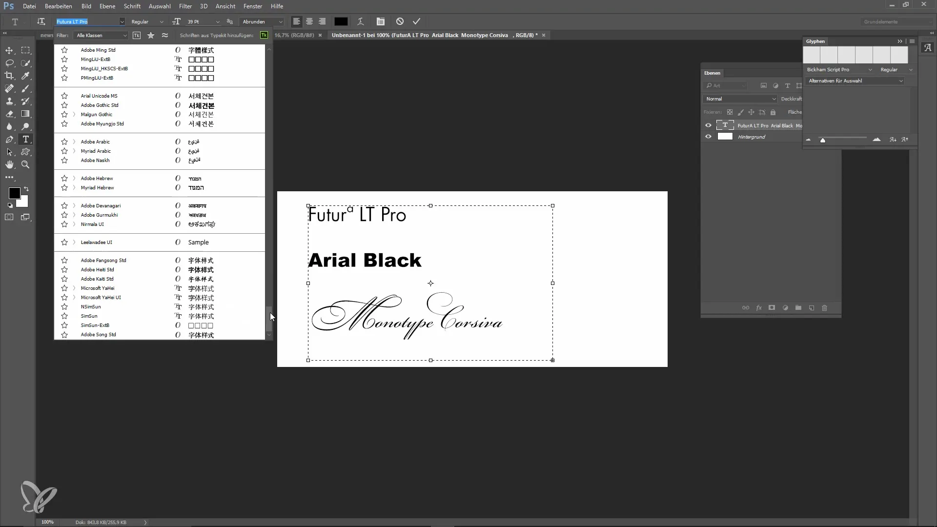 Find new fonts and enhance glyphs in Photoshop Find new fonts and improve glyphs in Photoshop