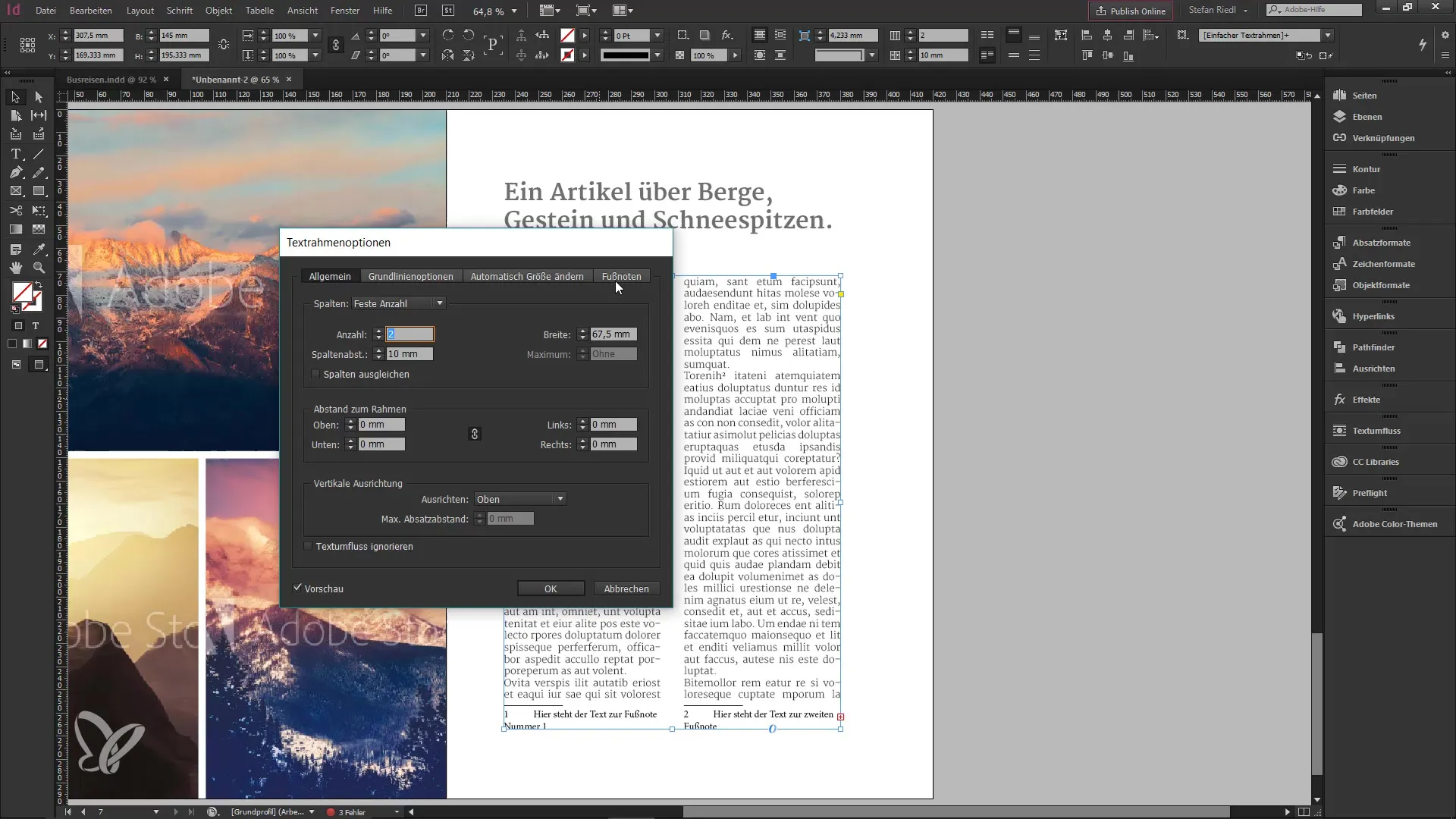 Fußnoten einfach erstellen und anpassen in InDesign