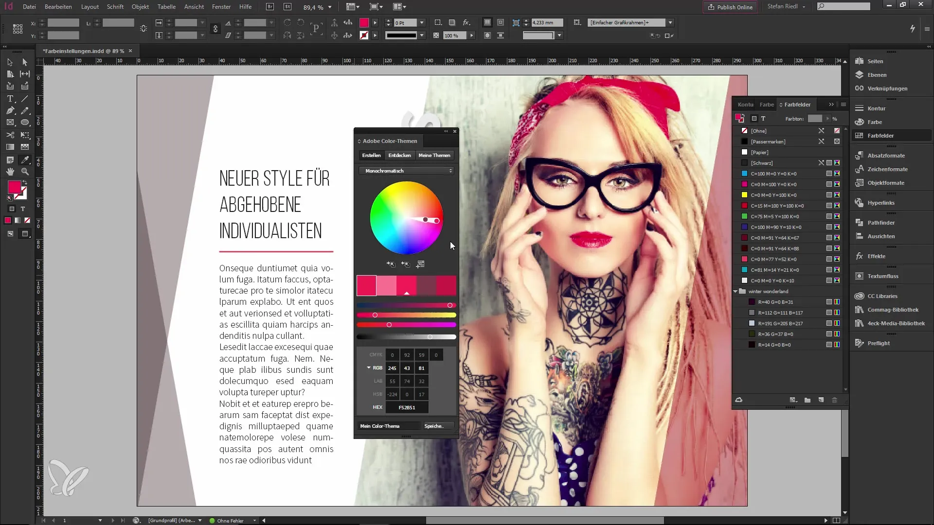 Farben effizient nutzen mit Adobe Color in InDesign CC Farben effizient nutzen mit Adobe Color in InDesign CC