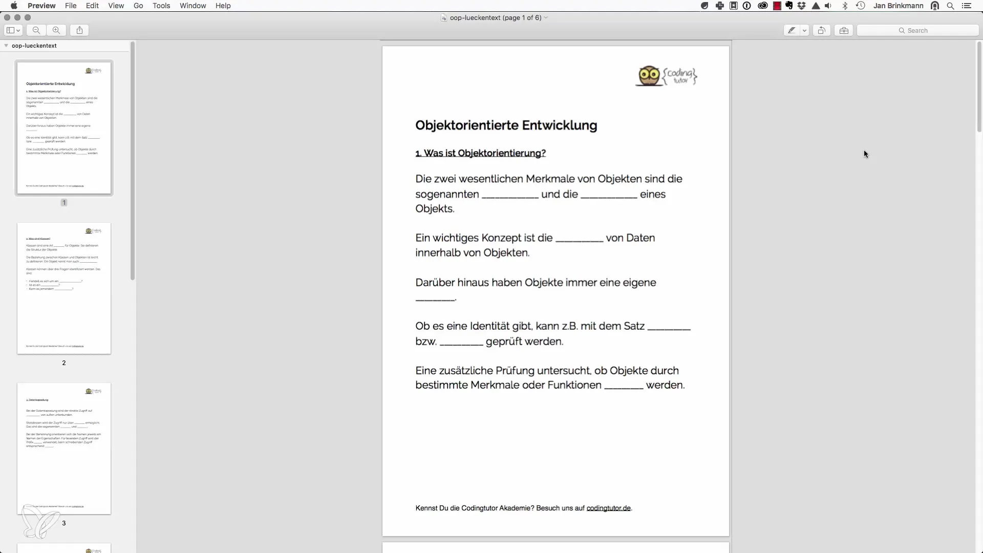 Effectief leren van objectgeoriënteerd programmeren – invultekst gebruiken Effectief leren van objectgeoriënteerd programmeren - gebruik maken van een invuloefening