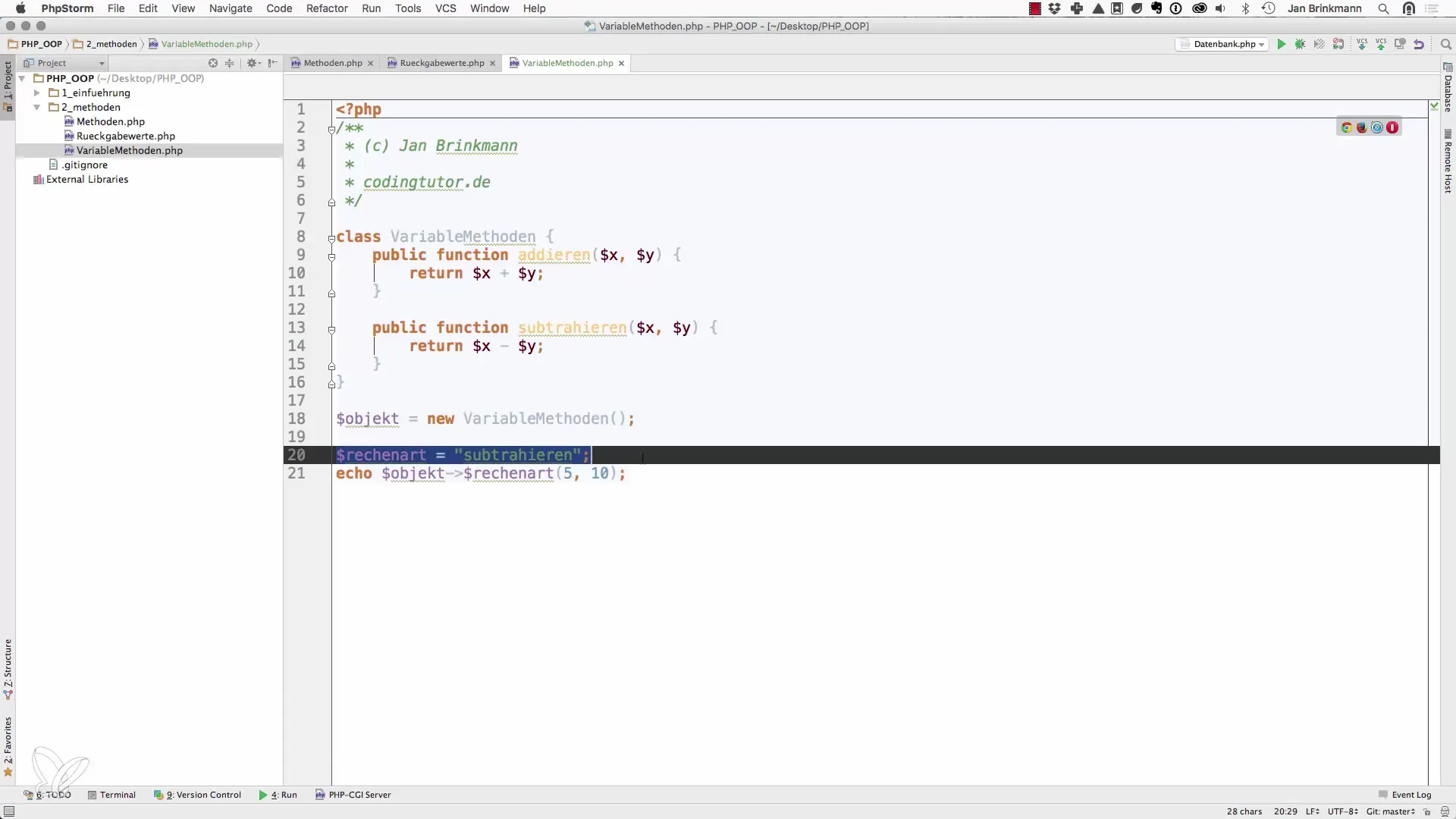 Fleksible funksjonskall i PHP gjennom variable metodenavn Fleksible funksjonskall i PHP gjennom variable metodenavn