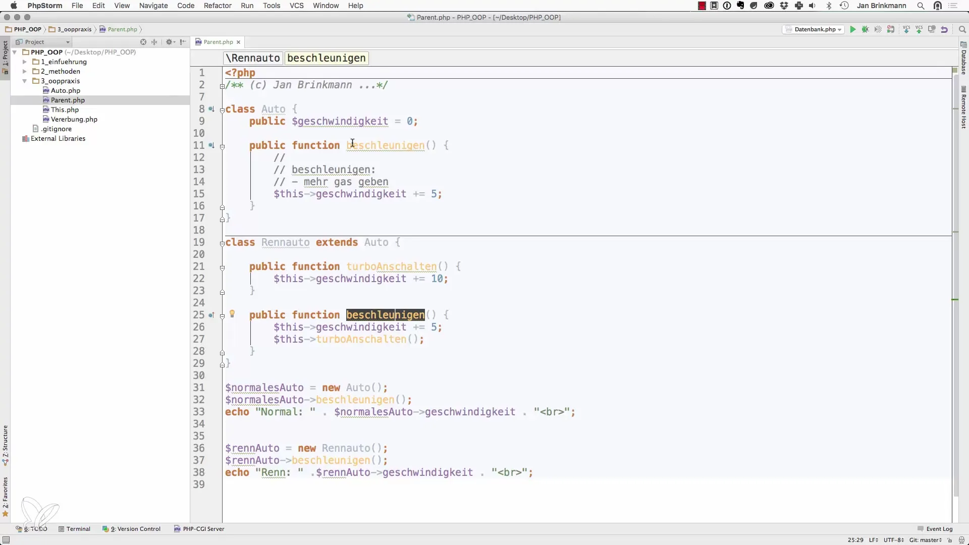 Effectief gebruik van PHP's parent voor overerving Effectief gebruik van PHP's parent voor erven