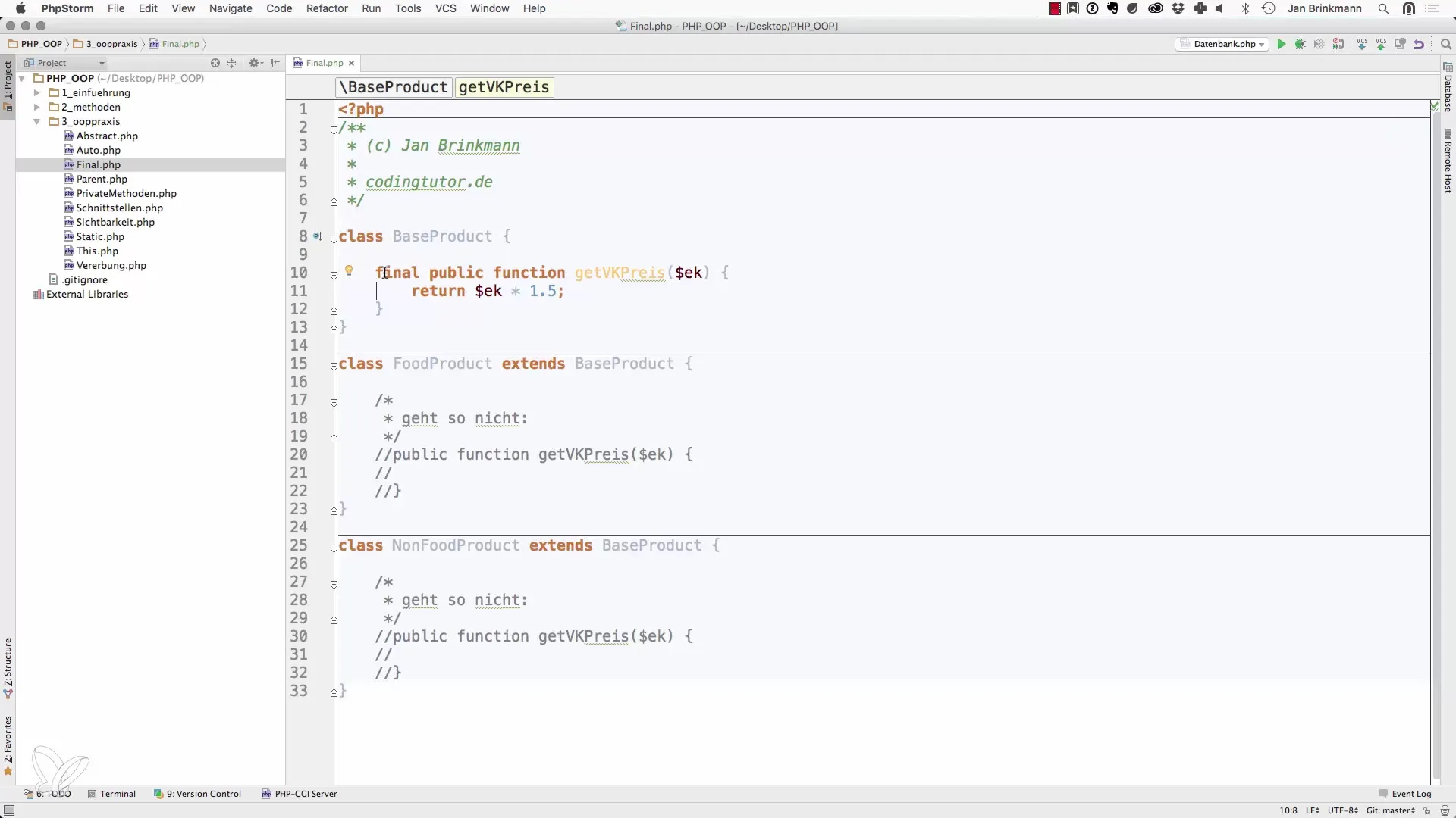 Veilige methoden met final in PHP Veilige methoden met final in PHP