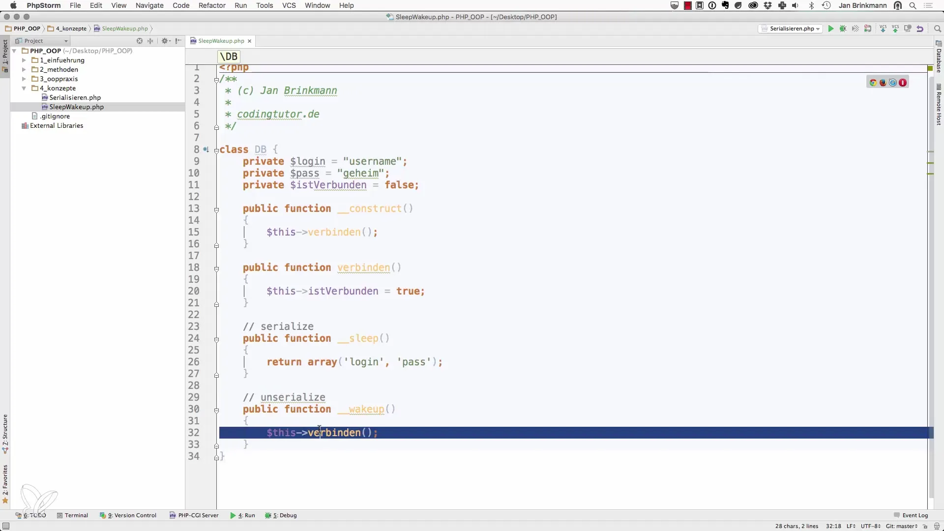 PHP Serializer - Sleep und WakeUp für Objekte PHP Serializer - Sleep und WakeUp für Objekte