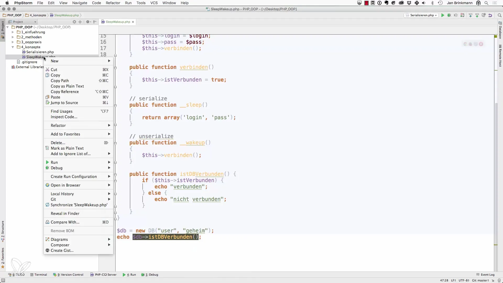 PHP Serializer - Sleep und WakeUp für Objekte PHP Serializer - Sleep und WakeUp für Objekte