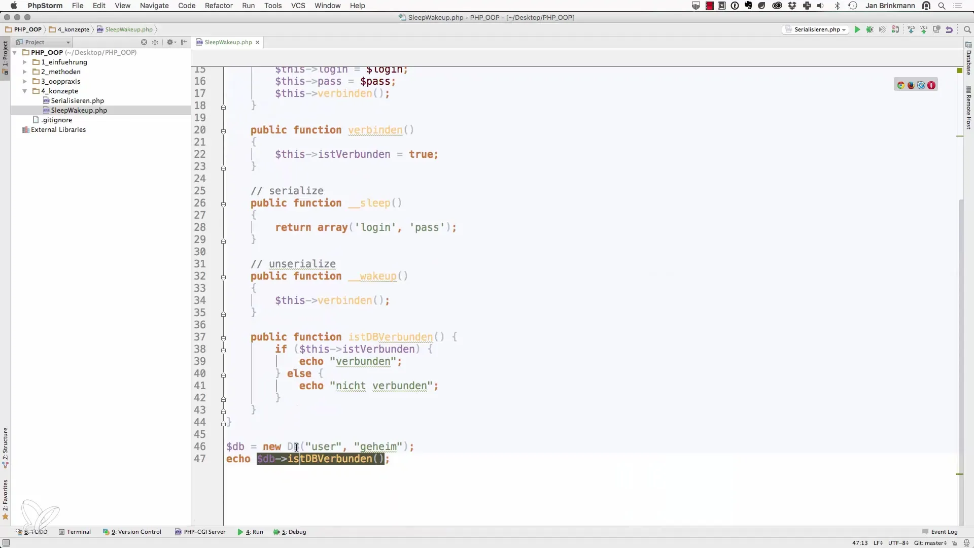 PHP Serializer - Sleep und WakeUp für Objekte PHP Serializer - Sleep und WakeUp für Objekte