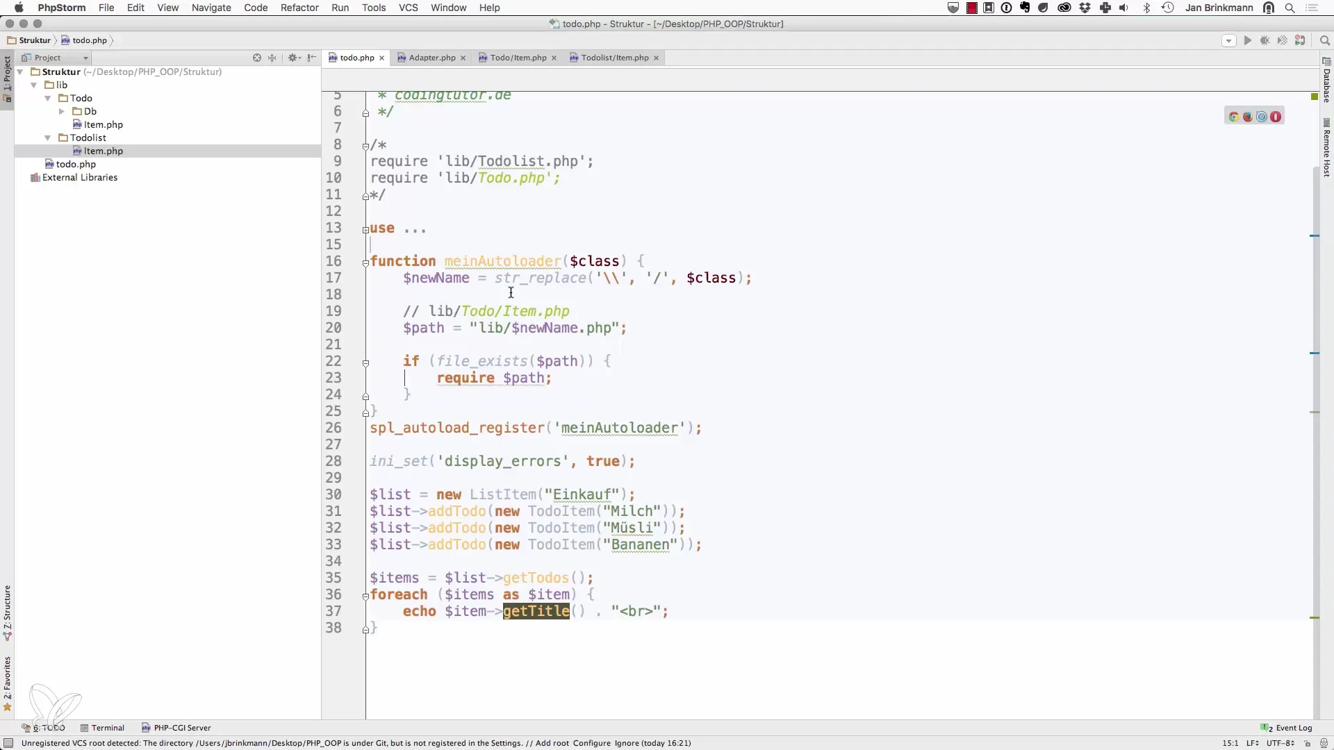 Klassen uit namespaces importeren in PHP Klassen importeren uit namespaces in PHP