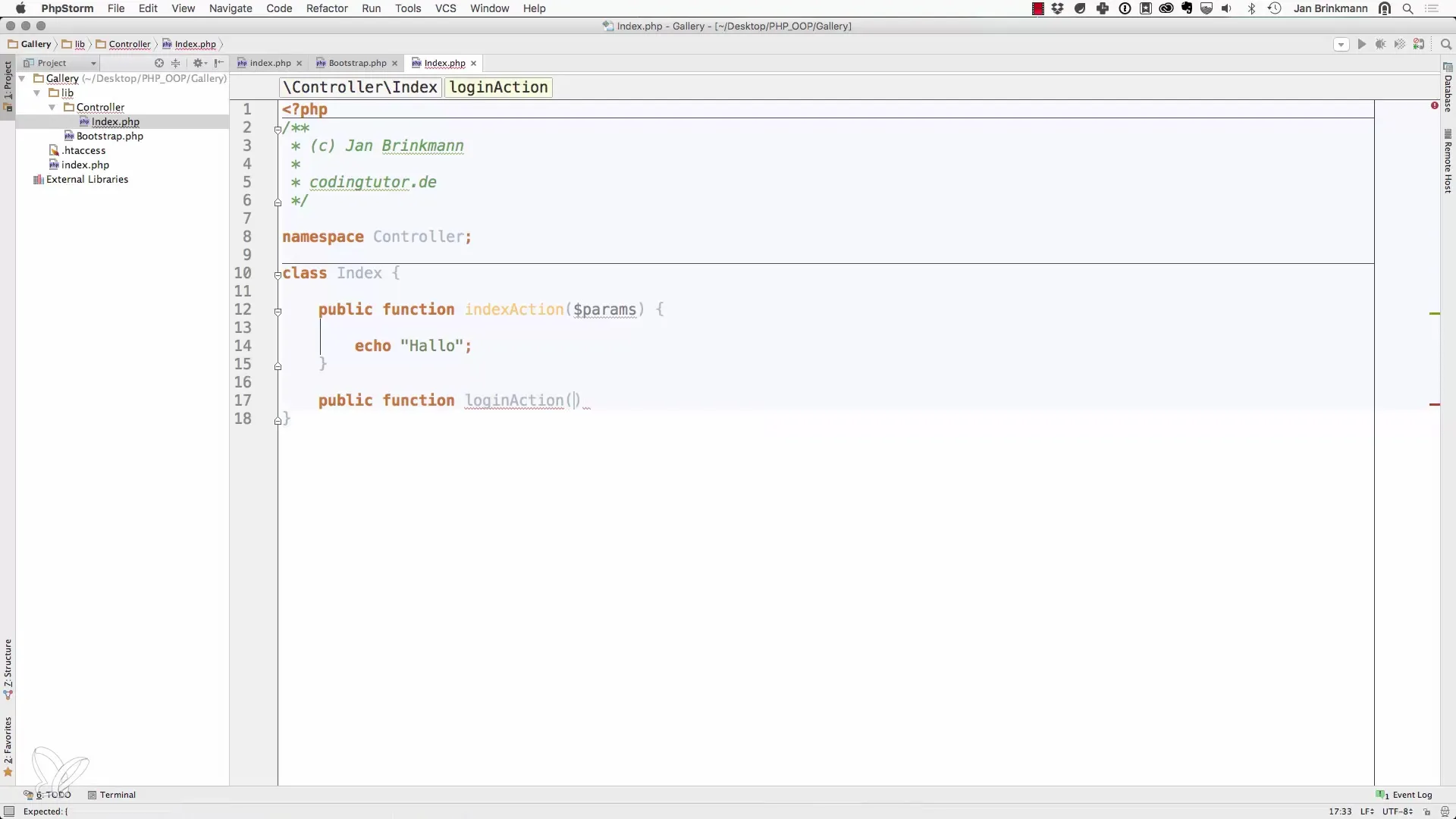 Je eerste controller en actie in PHP Je eerste controller en actie in PHP