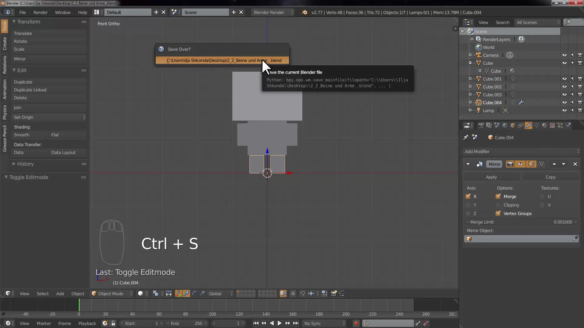 Efficient modeling of arms and legs in Blender Efficient modeling of arms and legs in Blender