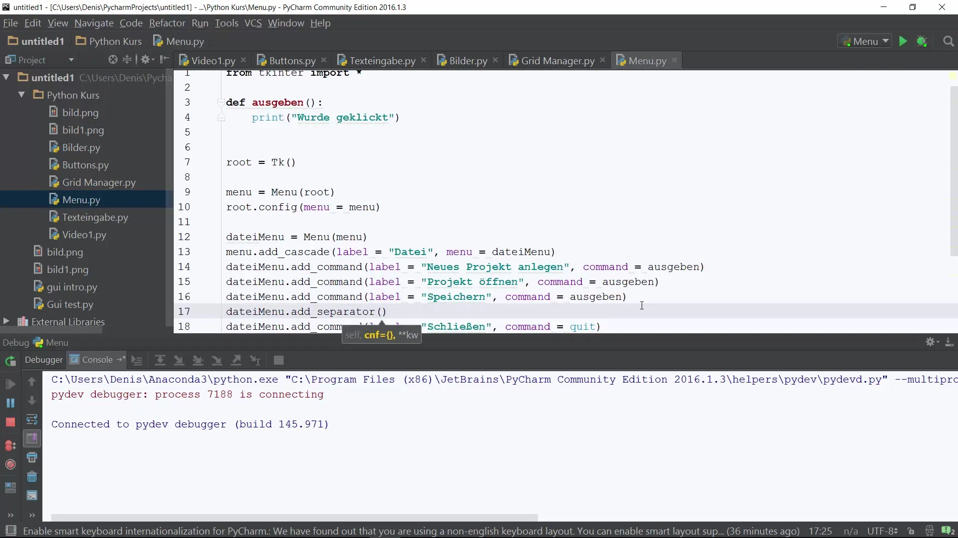 自分自身のメニューバーをPythonで作成してください。 自分のメニューバーをPythonで作成する