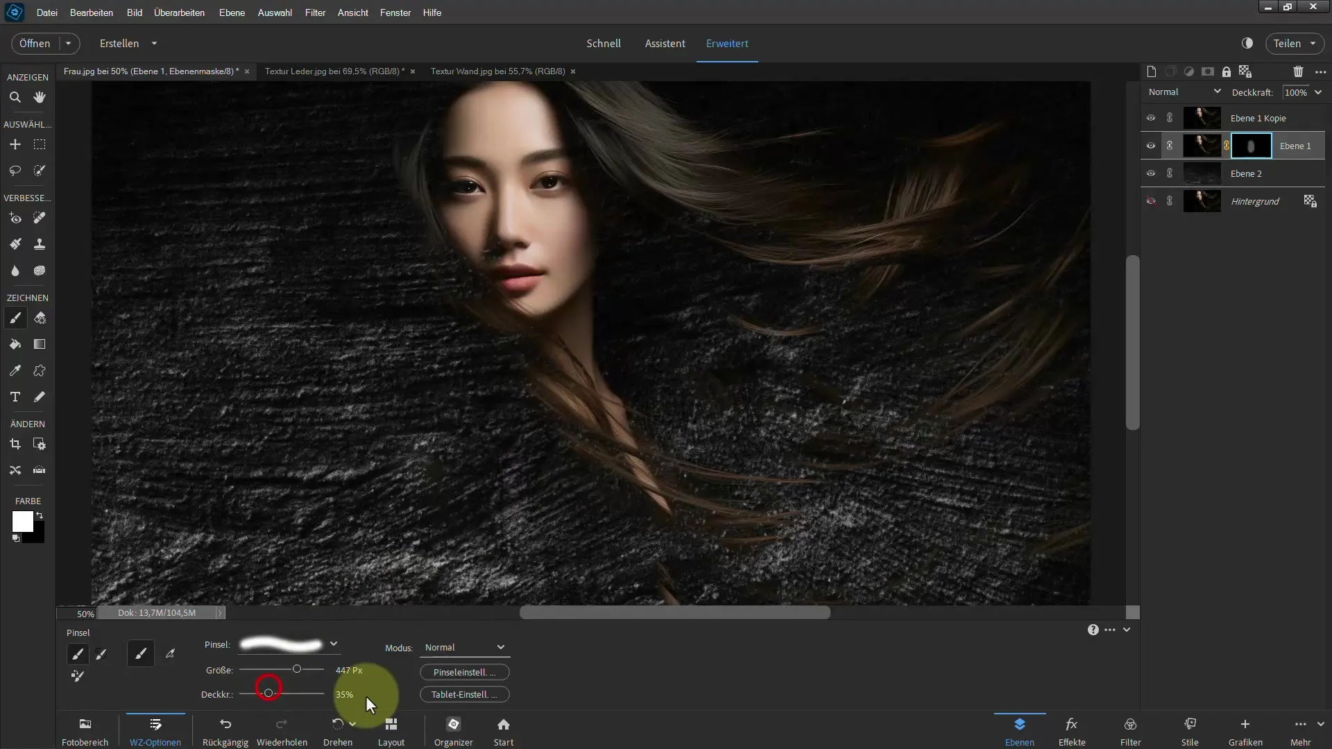 Frigjøring av hår med Photoshop Elements - forklaring av fyllmetoder