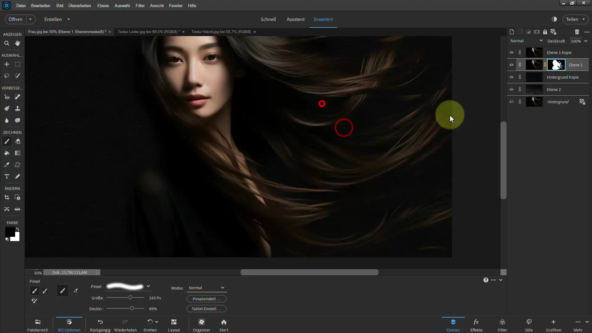 Fjerning av hår med Photoshop Elements - forklaring av fyllmetoder