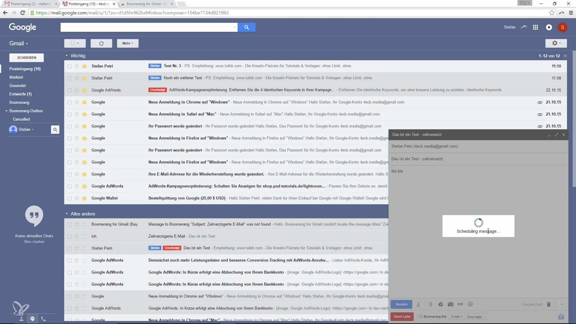 Enviar e-mails com atraso no Google Mail com o Boomerang Enviar e-mails com atraso no Google Mail usando Boomerang