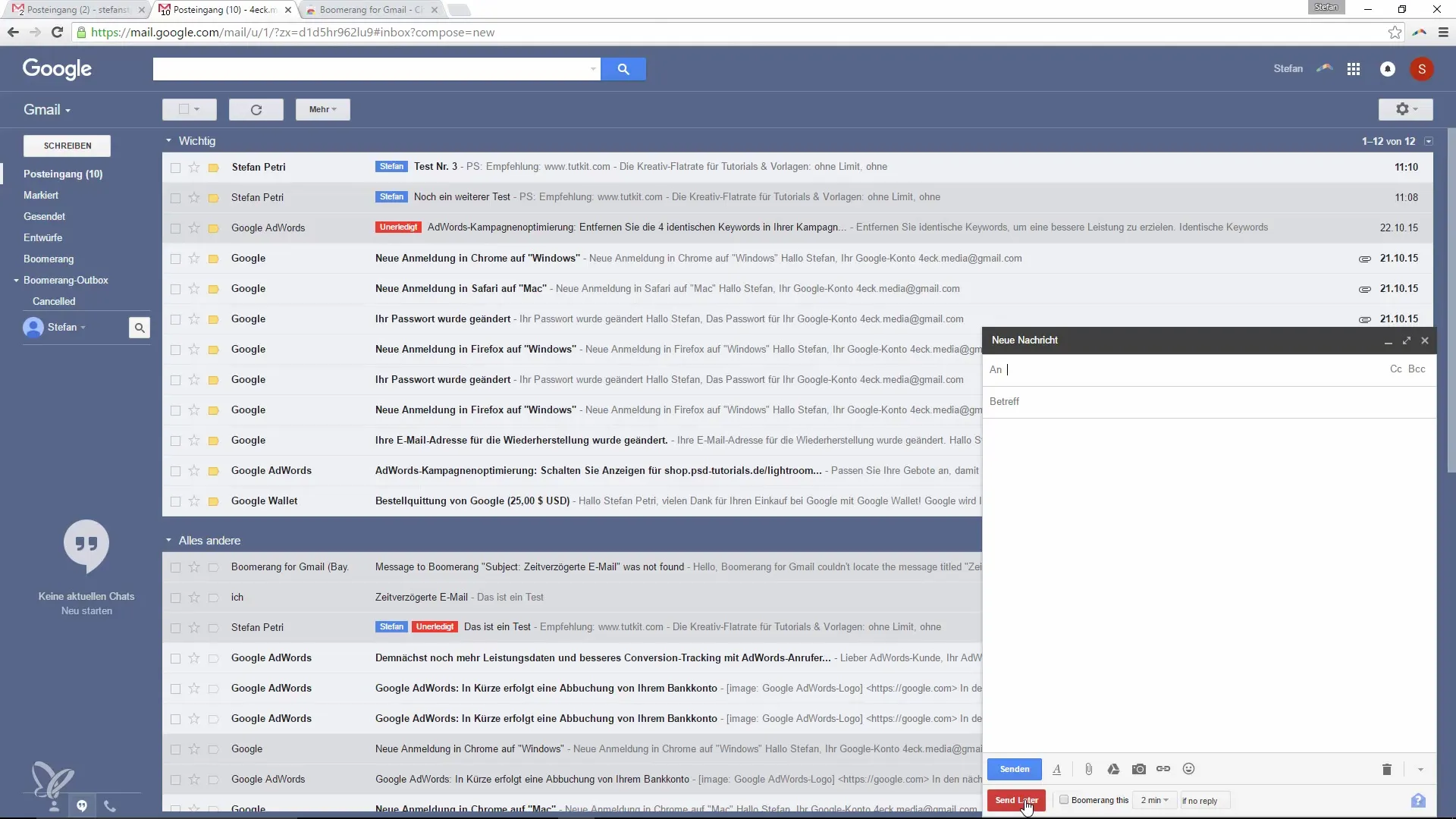 Enviar e-mails com atraso no Google Mail usando o Boomerang Envie e-mails com atraso no Google Mail usando o Boomerang