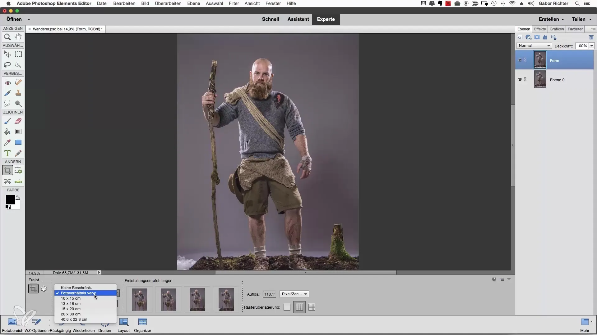 Justere bildeutsnitt i Photoshop Elements Tilpass bildeutklipp i Photoshop Elements