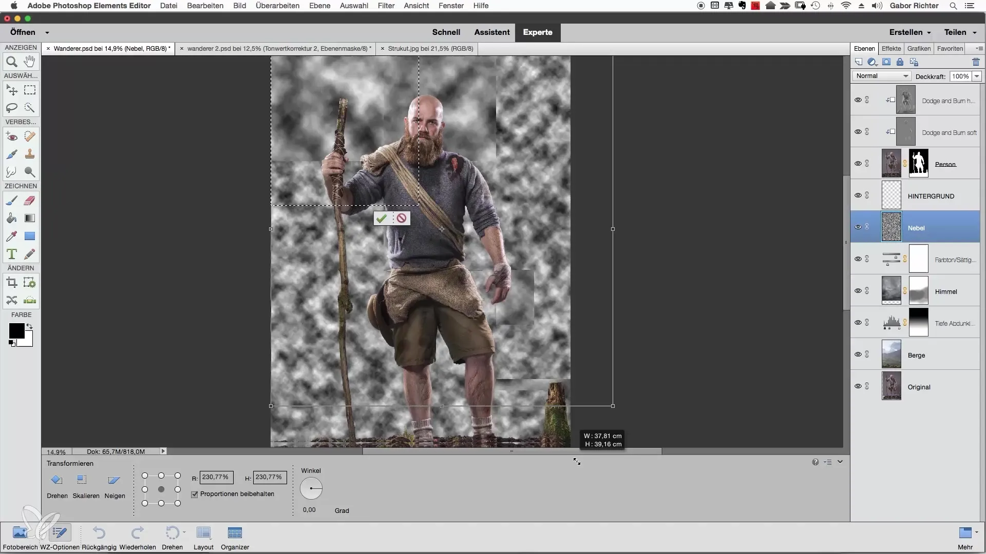 Mørke bakgrunner og justere i Photoshop Elements Bakgrunner mørkne og justere i Photoshop Elements